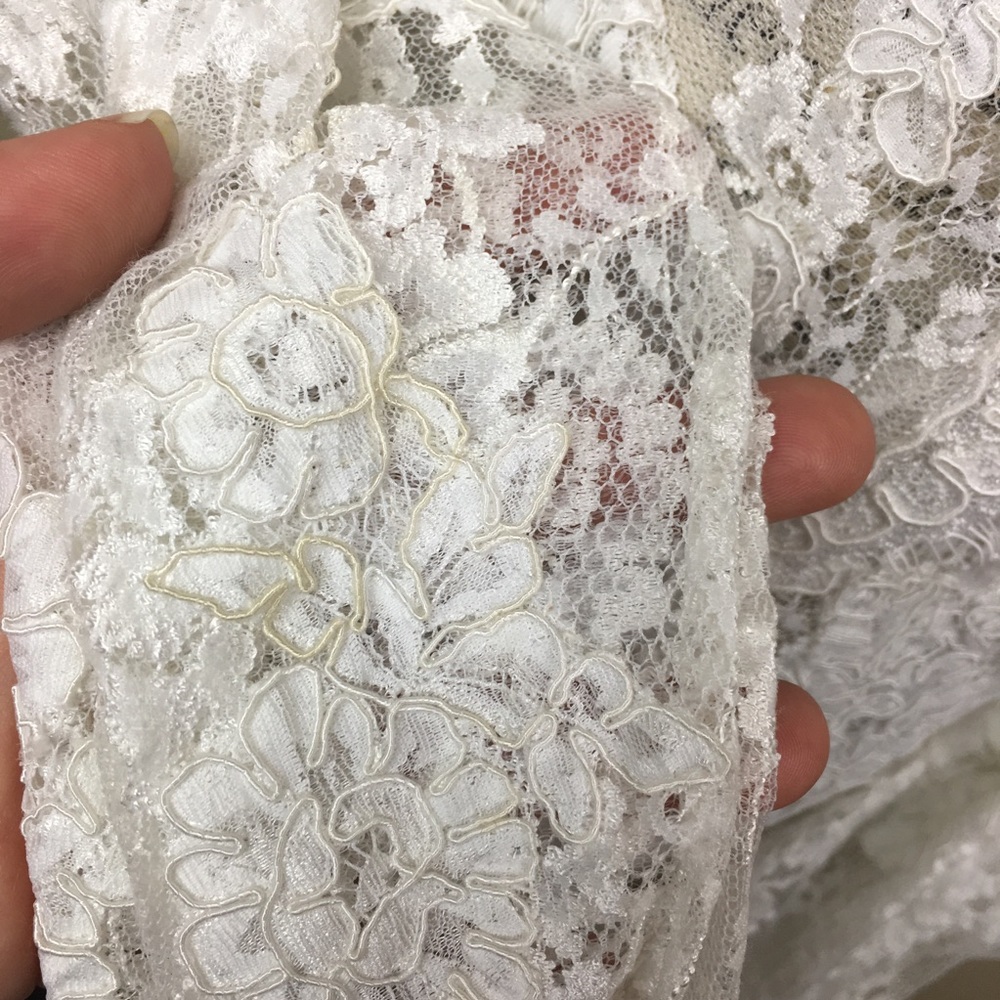 White Lace Wedding Jacket Cover 10 with Pearls - Picture 4 of 8